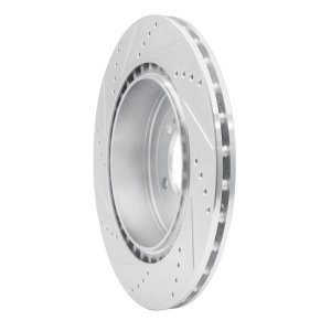 Mitsubishi Lancer Brake Rotor (1) - Rear Right - R1 Concepts - Drilled & Slotted - Silver - `08-`15